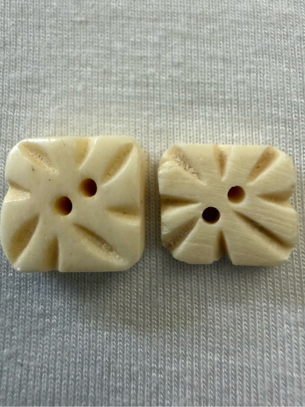 EUVC 1/2 Inch Square Carved Bohemian Tribal Cream Decorative Buttons – Set of 2
